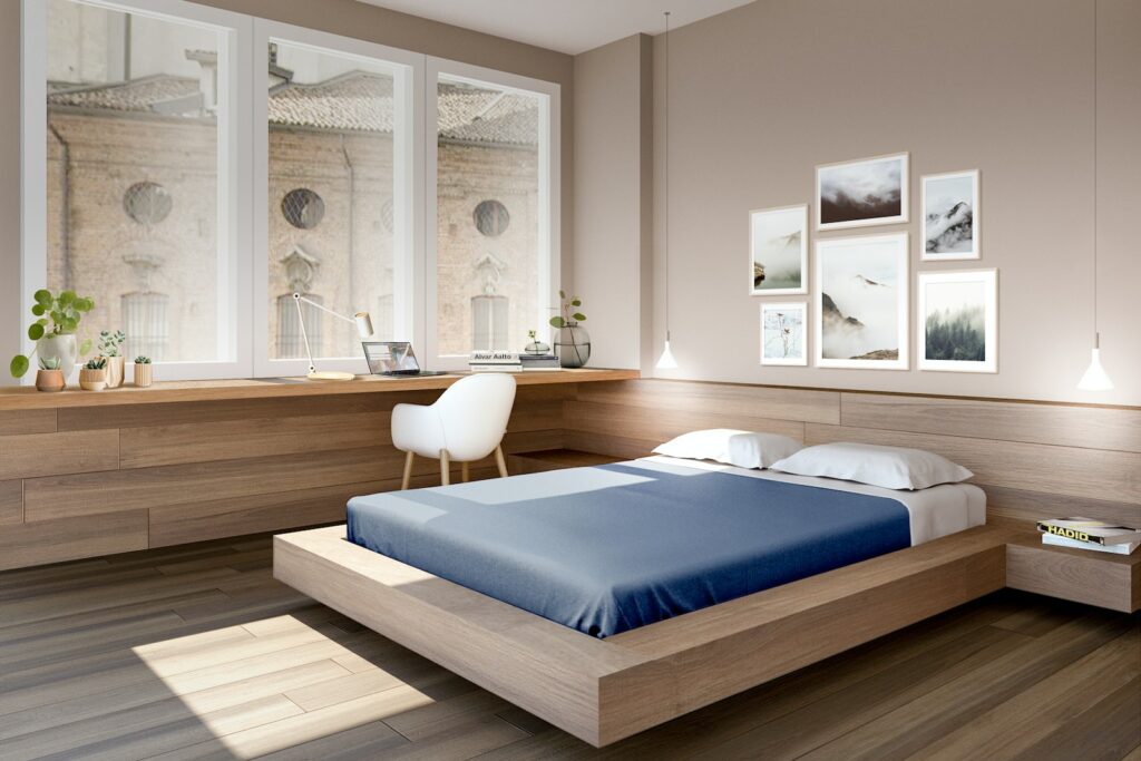 Mattress with wood bed frame 